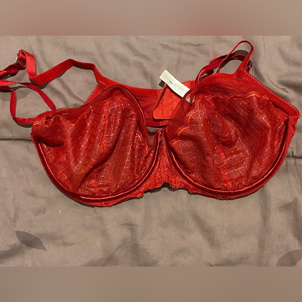 Red sheer bra by Cacique - 38dd